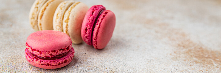 macaroons sweet almond dessert delicious gourmet food background on the table rustic food top view copy space