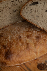 Delicious crusty artisan bread, perfect for sandwiches or snacks. Freshly baked.