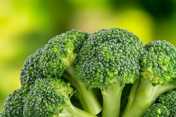 A detailed macro shot of broccoli florets showing their intricate texture