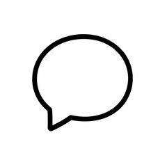 simple white speech bubble icon on transparent background, often used in digital communication to represent dialogue or messaging
