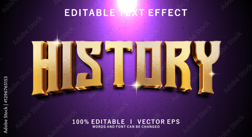 Wall mural history 3d vector text effect with modern style design