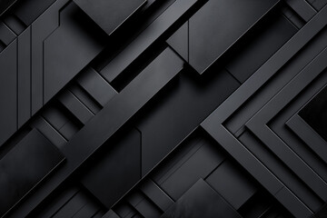 A sleek and modern black and grey geometric pattern background, featuring a series of sharp, angular shapes and clean lines