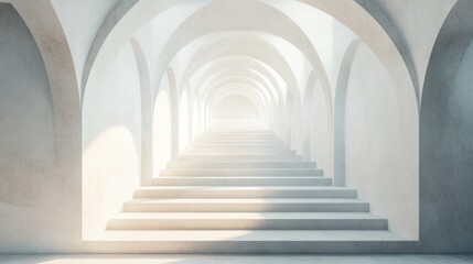 Obraz premium White Archway Stairway to Light, Architectural Perspective