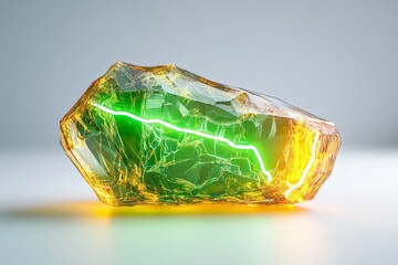 A digital 3D model of a perfectly cut gemstone reflecting neon lights