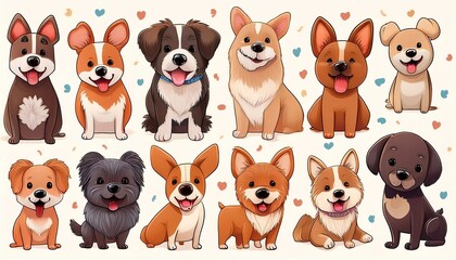 Fototapeta premium set of puppies