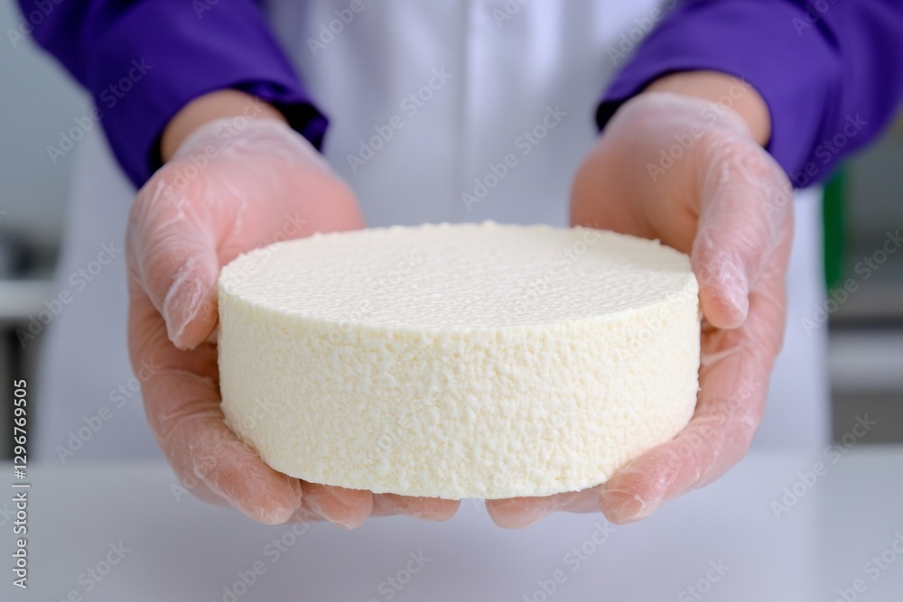 Poster A high-tech food lab creating futuristic synthetic cheese using molecular technology