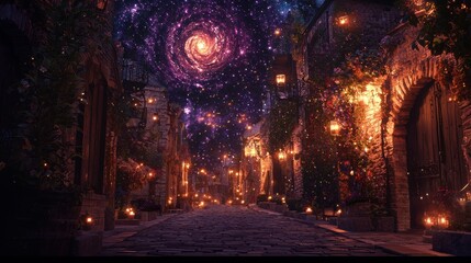 Vibrant Starry Swirls Crown Candlelit Alley