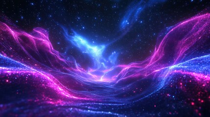 Fototapeta premium Abstract cosmic nebula, swirling energy, vibrant colors, digital art, background design