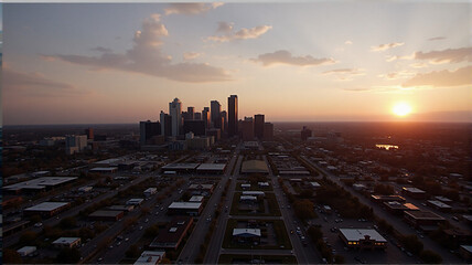 sunset over the city