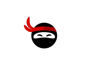 A simplistic image of a ninja featuring a red headband contrasts with black and white colors. © Богдан Скрипник