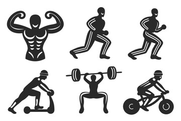 set of Athletic Silhouette vector illustration
