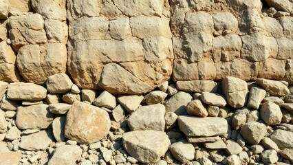 Fototapeta premium Ancient-looking stones in a weathered, rocky formation, rocky terrain, weathered stones