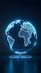 futuristic digital globe hologram global network