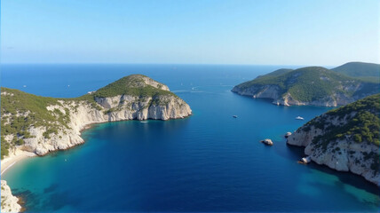 Fototapeta premium view of the sea from the top of the mountain