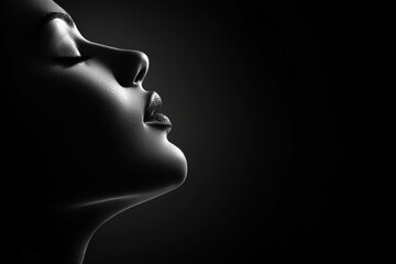 A serene black-and-white beauty shot with soft lighting, timeless elegance, and delicate facial expressions