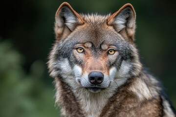Majestic wolf portrait showcasing intense gaze and detailed fur