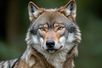 Majestic wolf portrait showcasing intense eyes and intricate fur