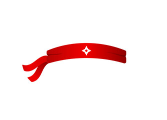 Red ninja headband with a star symbol in the center on a simple plain background. traditional style. © Богдан Скрипник