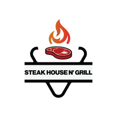 Steak house or meat store vintage typography label, emblem, logo template
