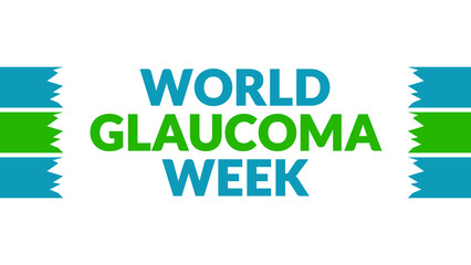 World Glaucoma Week text with side lines on a White background. Which is observed every year in...