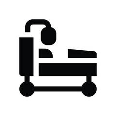 hospital bed glyph icon. Strong and solid vector icon for websites, mobile interfaces, presentations, and visual branding. High quality and easy to edit.