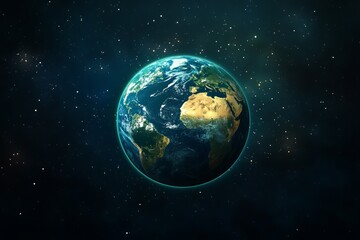 Stunning Planet Earth Space Background Image High Resolution Detailed View of Earth Globe Rotating in Dark Universe with Stars Amazing Detailed       