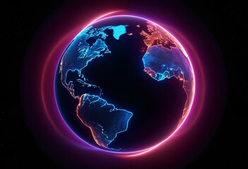 Fototapeta premium Neon Earth Globe