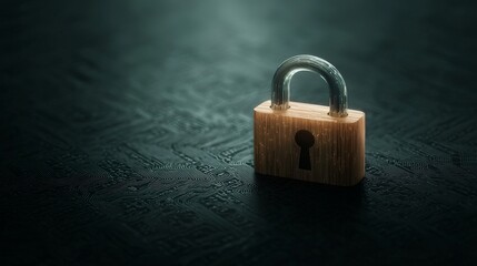 Digital abstract locking mechanism secure data environment luminous circuit design futuristic viewpoint