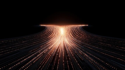 Luminous digital abstract data circuits flowing light patterns virtual space animation futuristic environment