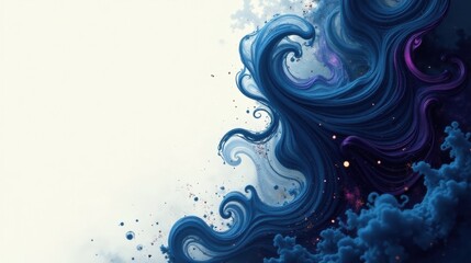 Abstract Swirling Blue and Purple Hues with Glimmering Particles, Creating a Dreamlike and Serene Atmosphere