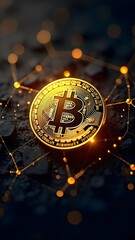 gold bitcoin cryptocurrency blockchain digital wallet background