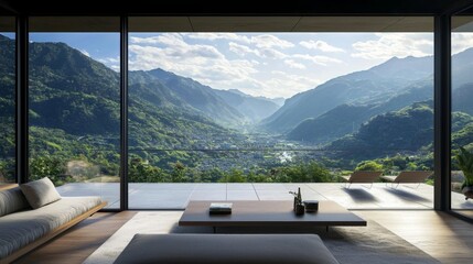 Fototapeta premium Experience nature's beauty from a stylish urban dwelling.