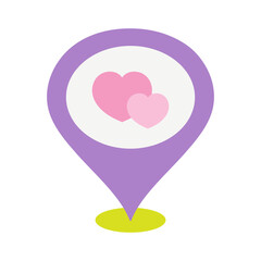 heart location pin in flat style