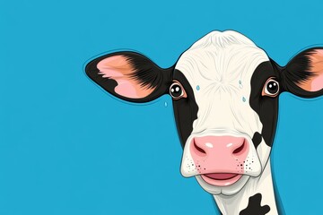 Obraz premium A minimalist outline of a milk cow with milk droplets falling
