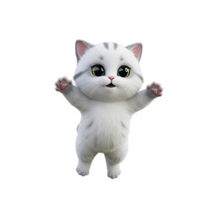 Fototapeta premium cute white cat. 3D element for composition