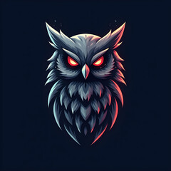 Modern grey owl mascot logo for gaming teams, cyber players, and social networks