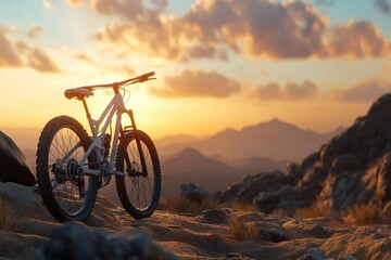 Naklejka premium An enduro bike navigating a rocky desert trail, maneuvering through the tough terrain