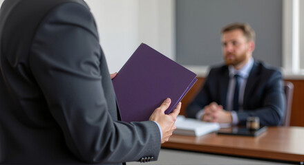 Lawyer presenting documents in courtroom. The concept is law, trial, justice, and legal process. Suitable for topics about court hearings, defense, legal practice, and litigation.