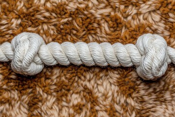 Close-Up of Thick White Rope Knot on Textured Background
