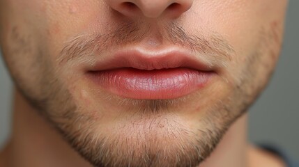 Obraz premium Expert male cosmetologist demonstrating lip care techniques for enhanced beauty and treatment results