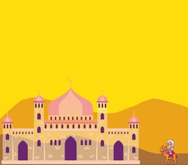 [Happy Eid] a man riding a camel to the mosque