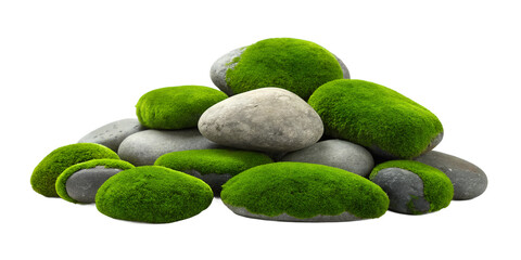 Picturesque Rocks with Vibrant Green Vegetation for Outdoor Tranquility, PNG Transparent