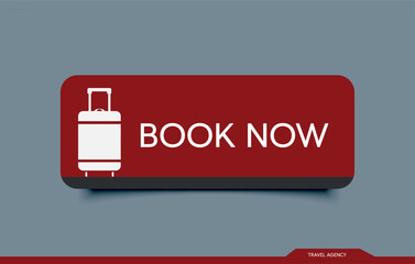 Online Travel Booking Banner with Luggage Icon Book Your Trip Now. Vector