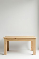 Simple Light Wood Table on White Background, Perfect for Product Placement or Mockups
