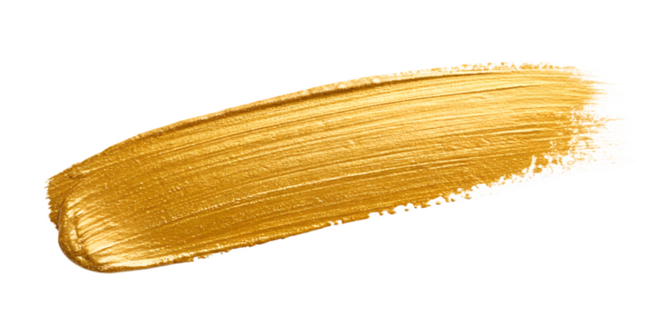Gold Paint Brush Stroke on Transparent Background for Creative Visual Effects, PNG Transparent - Powered by Adobe