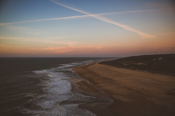 Nazare Beach Waves at Sunset