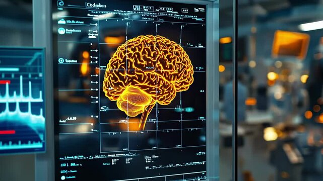 3D model of the human brain displaying detailed neural structures, used for medical research