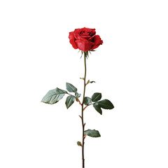 Single Red Rose on Black isolated on transparent background