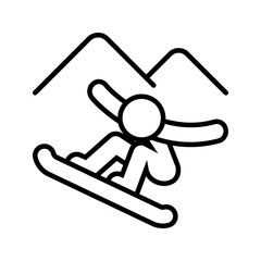 Simple black and white skiing icon featuring a skier in motion