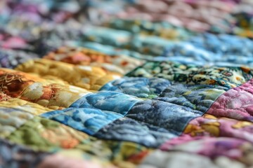Colorful Patchwork Quilt with Intricate Patterns and Textures